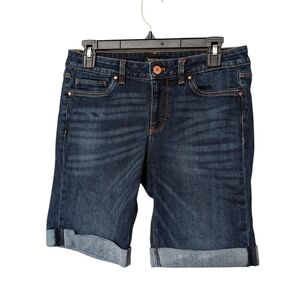 White House Black Market Dark Blue Denim Bermuda Jean Shorts Size 6